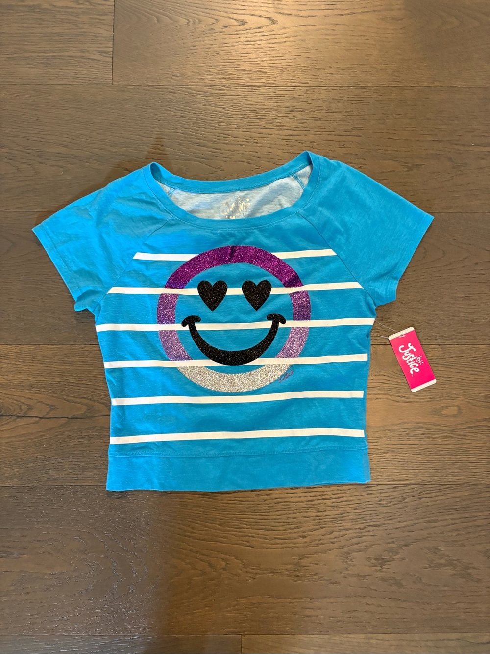 Justice girls blue happy emoji top sz 10 NWT